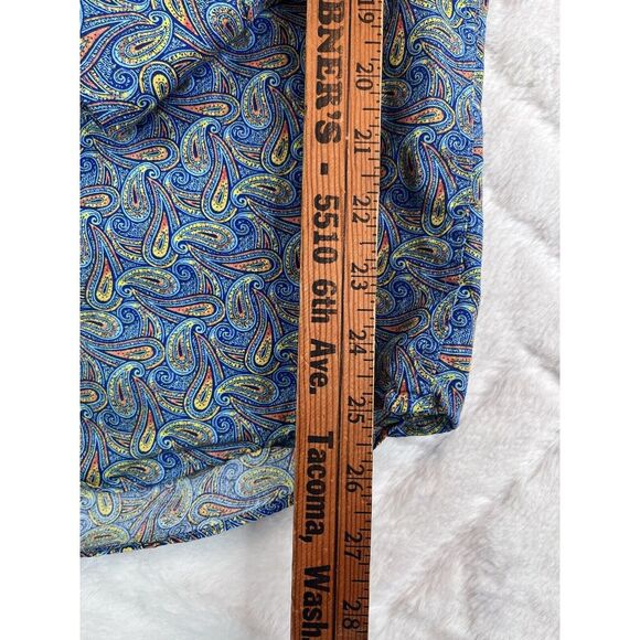 Alan Flusser Shirt Men's (M) Orange Blue Paisley Button Down Long Sleeve - Picture 5 of 6